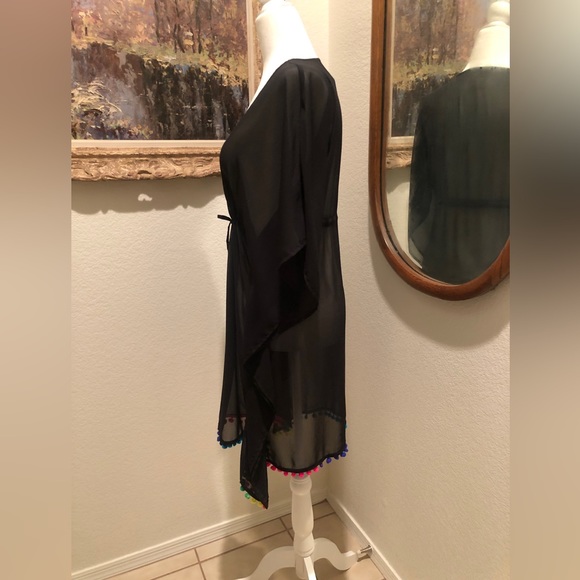 NWOT Swimsuit Cover-up “Into The Bleu” by Amerex - with colorful Pom-Pom trim - Picture 4 of 12